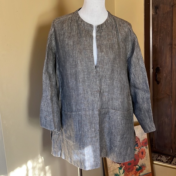 EILEEN FISHER Size 3X 100% Linen Textured Fabric 4-looped Button close $398 NEW - Picture 8 of 16